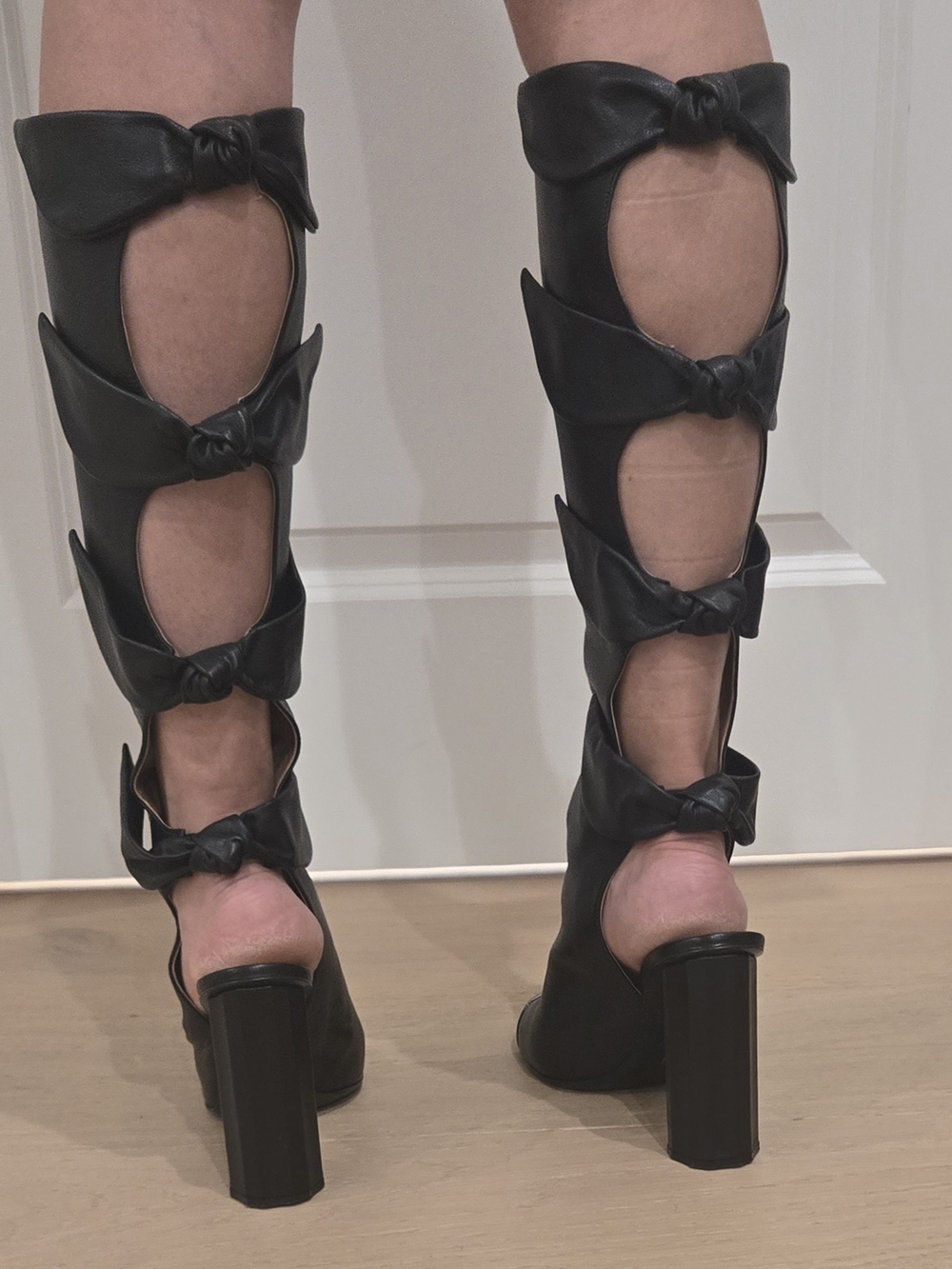 Marco De Vincenzo Bow-Accent Block Heel Knee High Boots